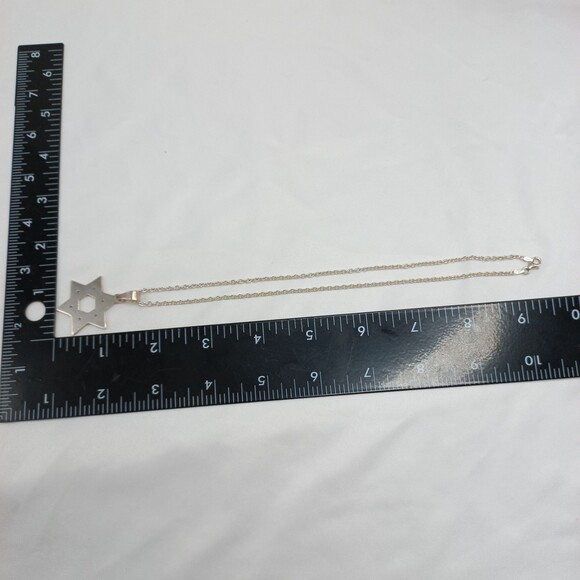 Vintage 950 Star of David Pendant Necklace Sterling Silver Chain - Picture 7 of 8